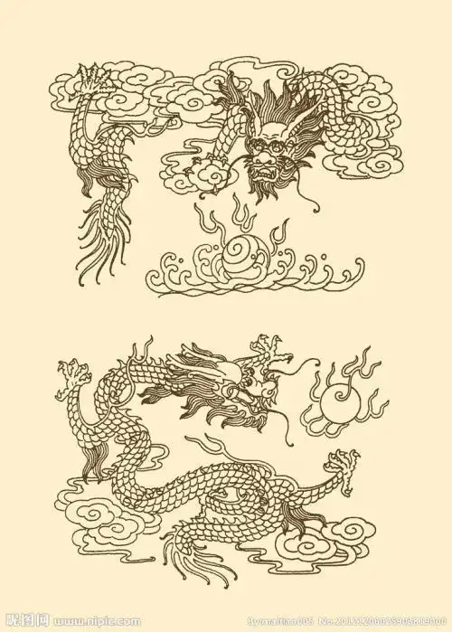 威武霸气的双头龙简笔画