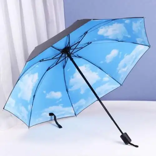 星空小清新雨伞折叠黑胶女晴雨两用男韩版防紫外线学生太阳伞 繁星