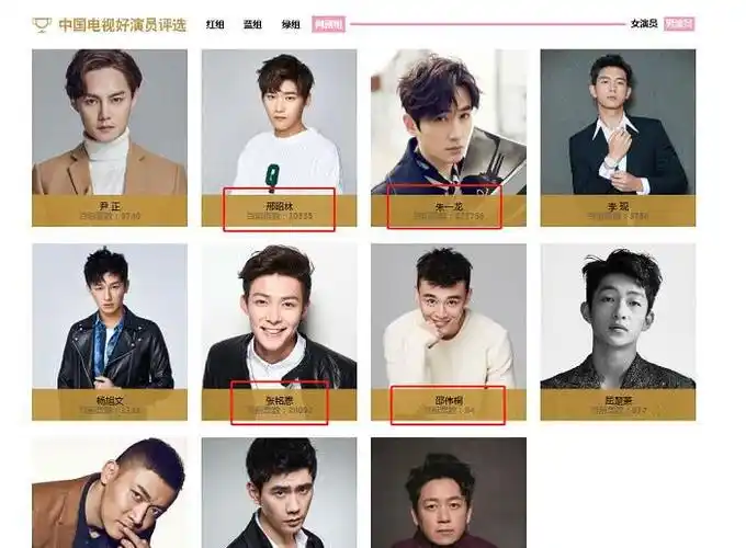 中国好演员男星网剧组评选,朱一龙27万票位列前茅,最低84票