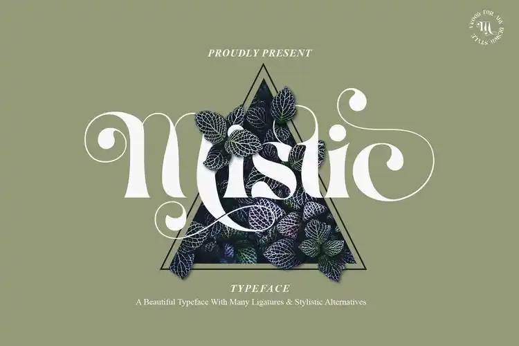 现代优雅杂志海报标题logo设计衬线英文字体素材mistictypeface