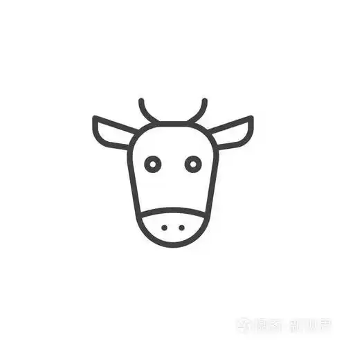 牛头线图标轮廓矢量符号线性风格象形文字隔离在白色上符号标志插图可