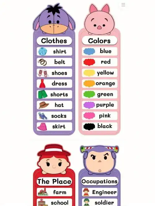 英语启蒙60可爱到爆的单词墙卡60