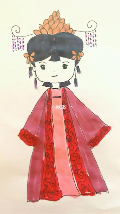 古代红衣新娘简笔画