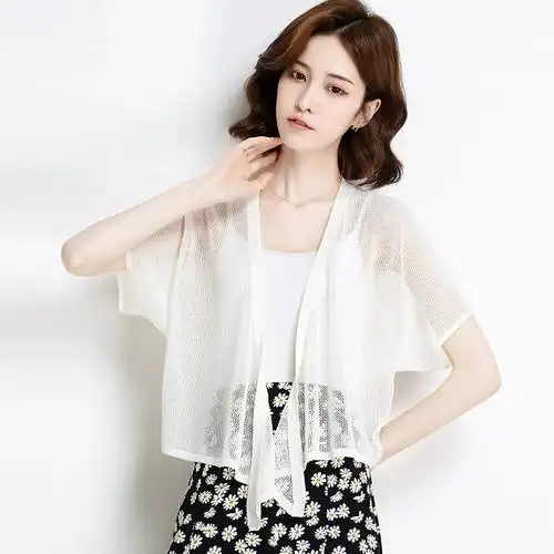 上衣针织防晒开衫冰丝披肩外套配吊带裙子女外搭罩衫桑蚕丝夏季