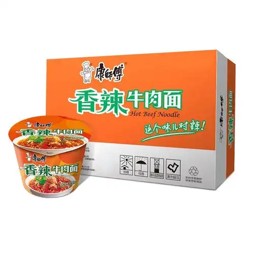 康师傅方便面香辣牛肉面105g12桶整箱速食