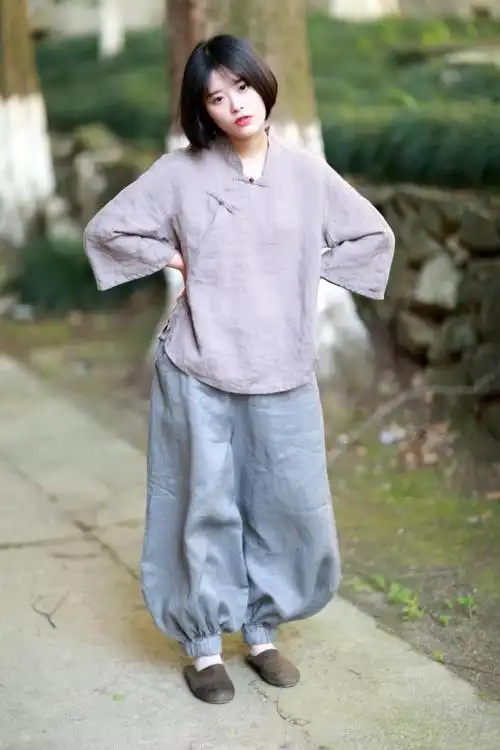 大拙原创显瘦大码女装苎麻轻快愉悦飘飘欲仙的短袍小麻衫50505