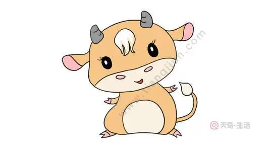 小牛的简笔画彩色拟人