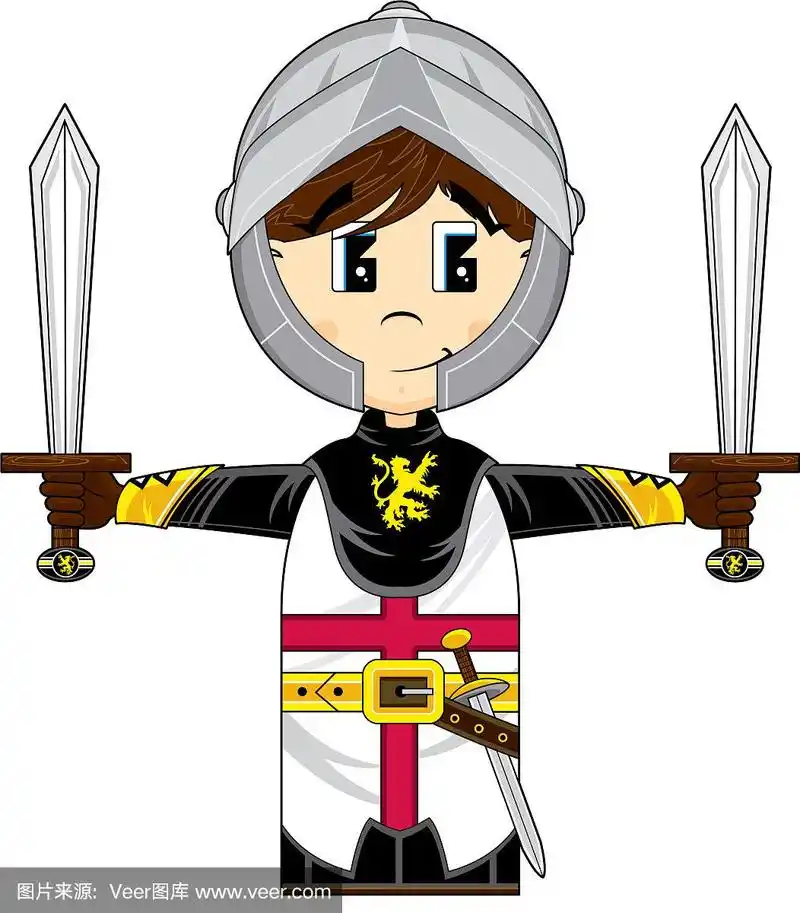 可爱的卡通中世纪骑士