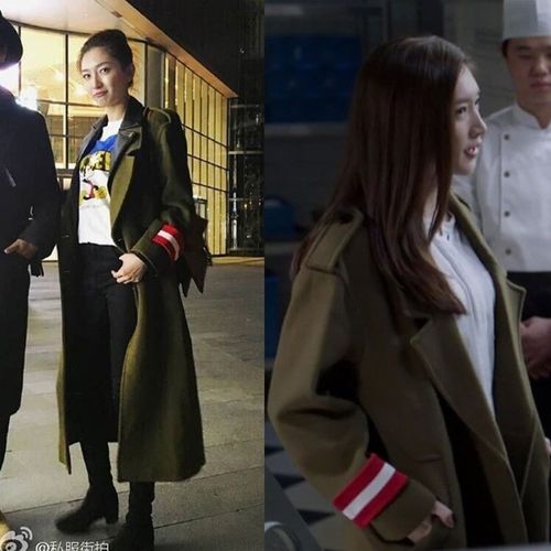 好先生江疏影同款军绿色羊毛呢大衣英伦风秋冬季女装加长风衣外套