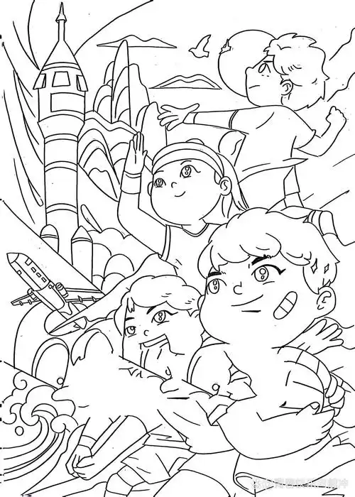 我的梦想儿童画主题绘画卡通画线条可打印