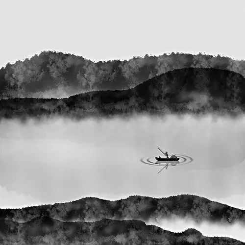 现代水墨山水画