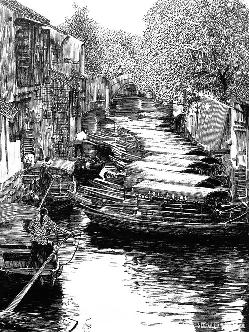 钢笔下的江南水乡古镇,美伦美焕!