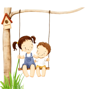姐弟俩一起荡秋千