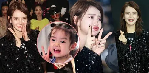 戚薇跟lucky不仅是复制粘贴脸,连表情都神同步,基因真强大