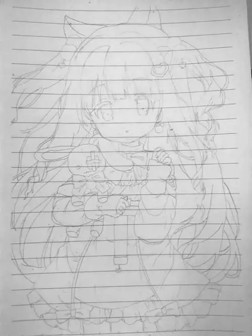 彩铅手绘黑暗二次元妹子