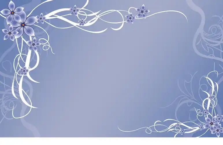 蓝色手绘简约五瓣花线条花纹背景墙