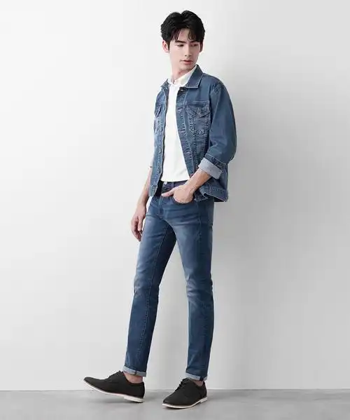 特弹skinny fit紧身牛仔裤-男