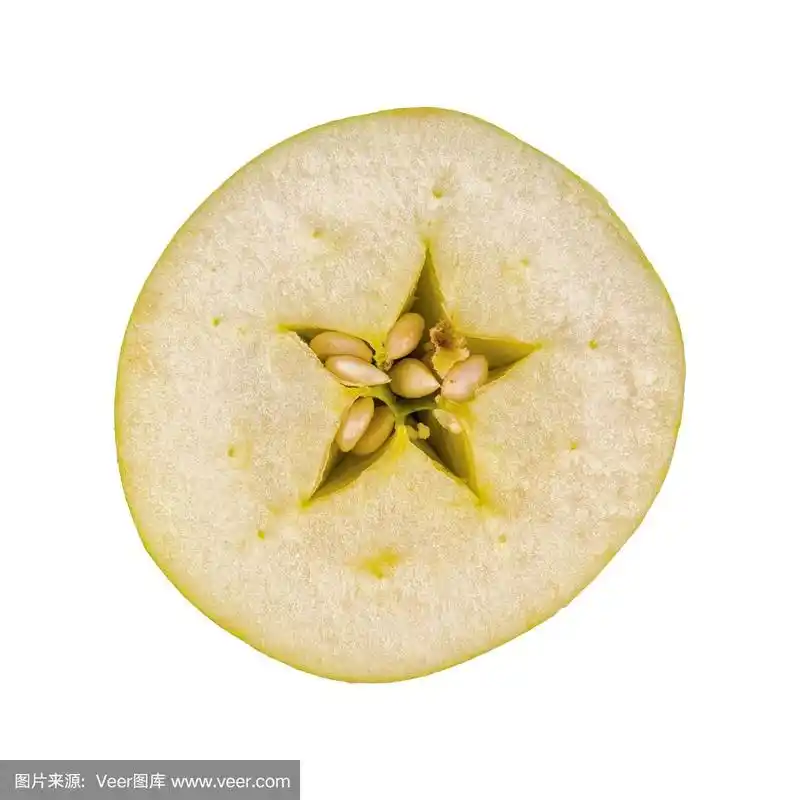 鲜切的青苹果,白色背景