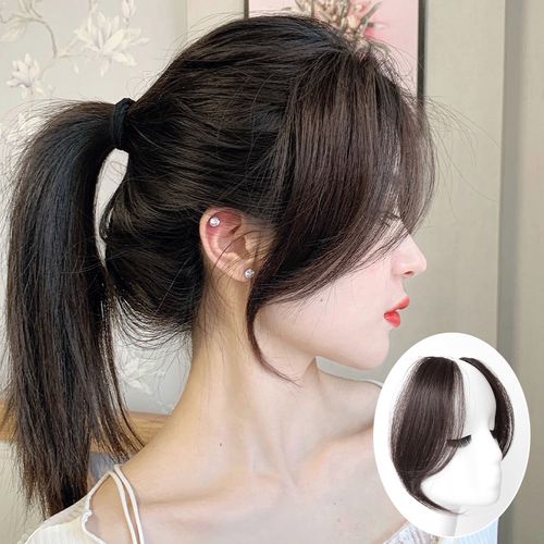 真发八字刘海假发片假发女前额中分假刘海网红两侧自然法式贴片