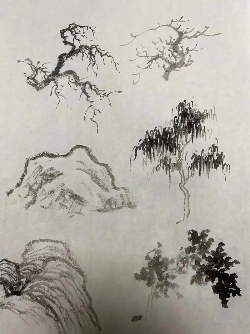 经常要做练习.#国画教程 #零基础学画画 #山水画 #绘画过 - 抖音