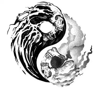 55张黑白阴阳纹身手稿素材