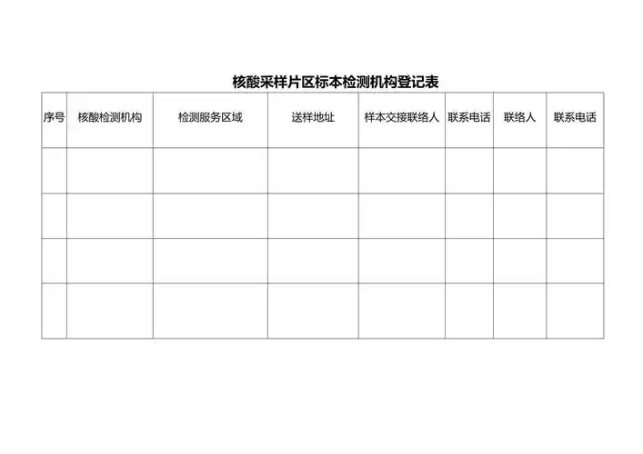 核酸采样片区标本检测机构登记表(疫情防控表格模板)_第1页