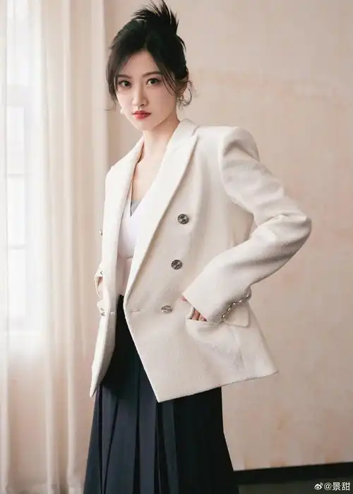 景甜同款法式白色西装外套秋冬新款简约通勤气质优雅百搭上衣 - 17网