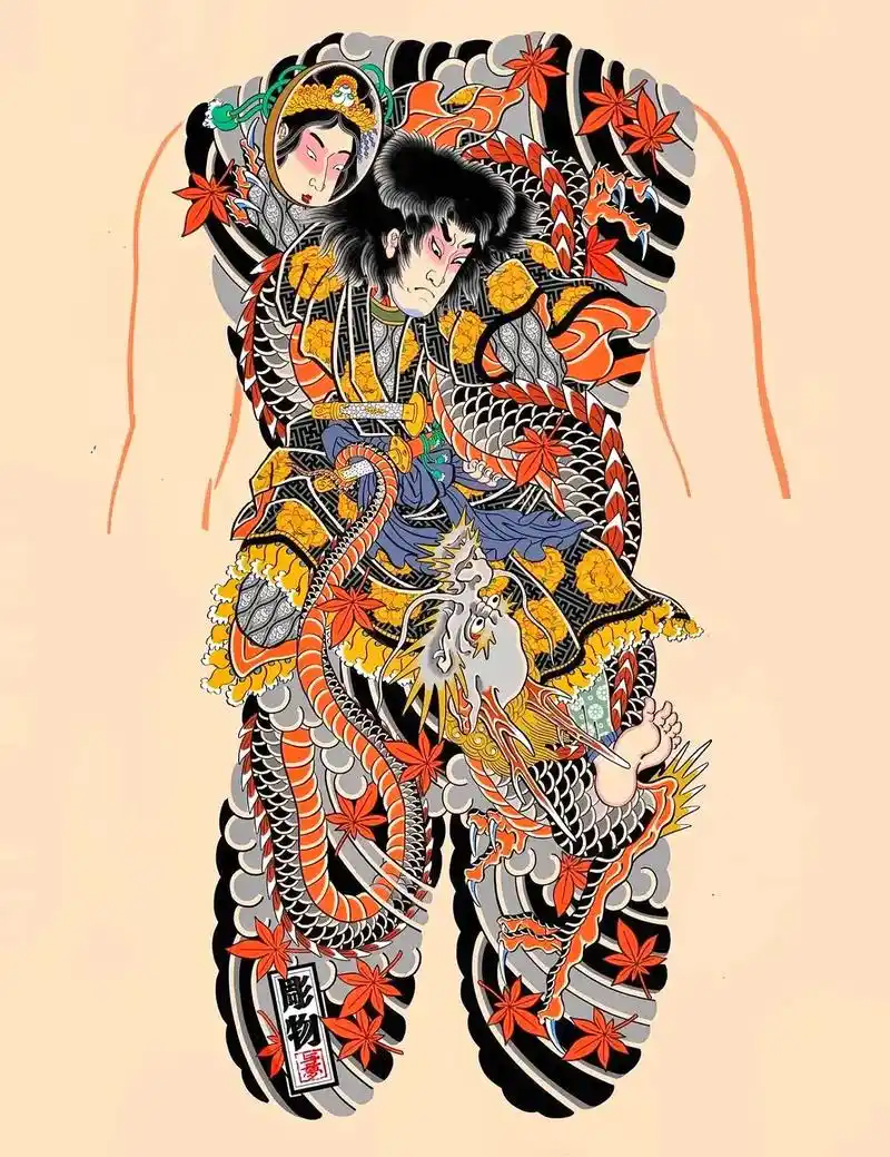 老传统云龙九郎满背纹身手稿! #日式老传统 #纹身手稿 #满 - 抖音