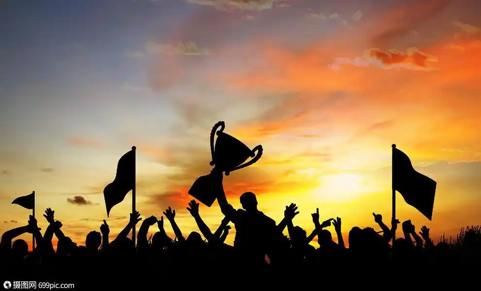 喝彩奖杯剪影胜利海报背景