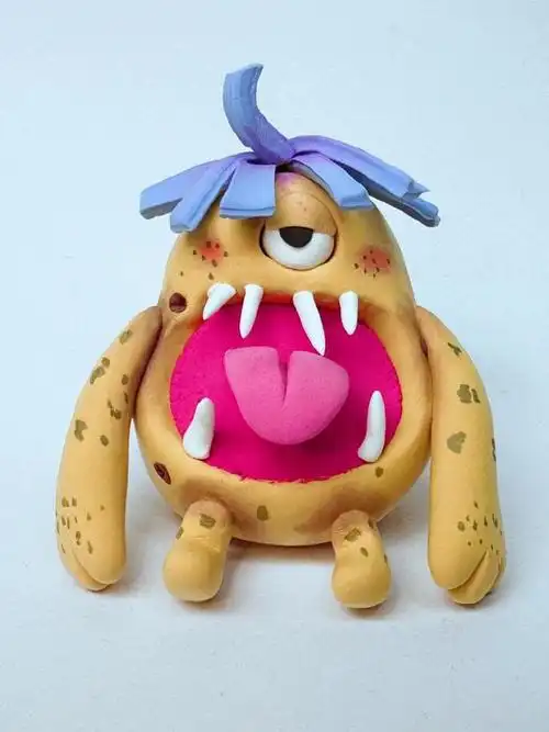 幼儿园手工又来了,大眼睛小怪兽#超轻粘土