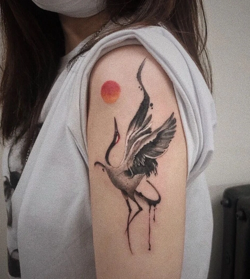 最新仙鹤纹身图案大全仙鹤纹身有什么寓意3