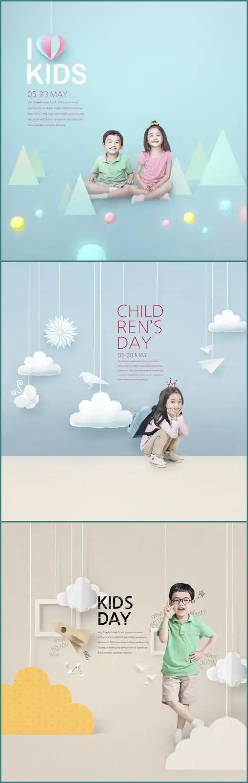 创意儿童摄影写真相册psd模版3d立体抠图溶图背景剪纸雕海报素材