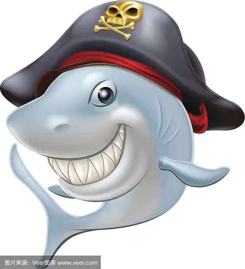 鲨鱼,动画片,海盗,三角帽,玩具鲨鱼