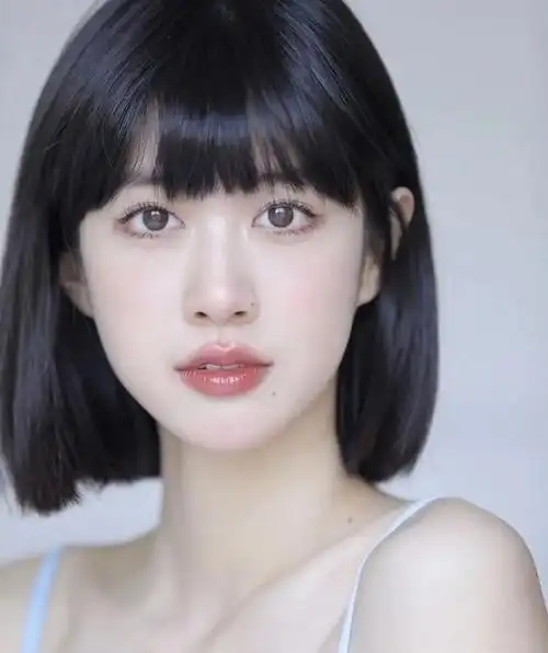 搭配刘海的一刀切短发