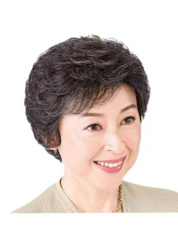 2022新款假发女士短发花白奶奶中老年假发套真发短卷发表演花白假发整