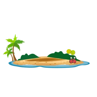 手绘卡通圆形小岛