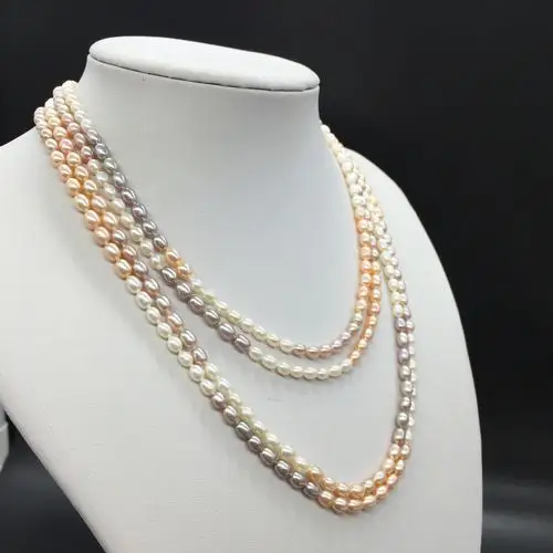 珍珠项链多层 天然 ** 复古塔链 女士 双层项饰 淡水珍.