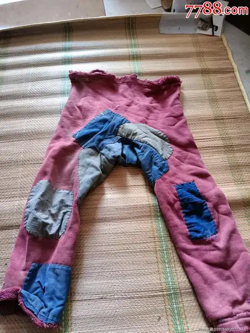 怀旧老手工补丁拼接布绒裤