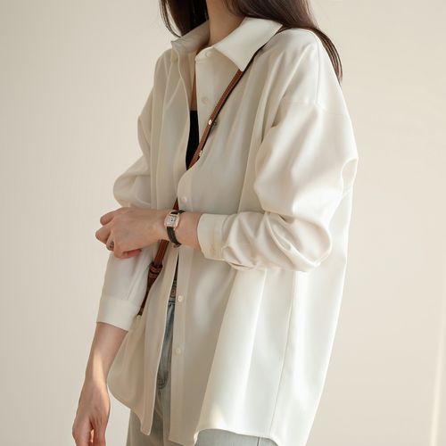 嘉茱莉白色衬衫女2021秋季新款法式复古设计感小众衬衣超好看上衣