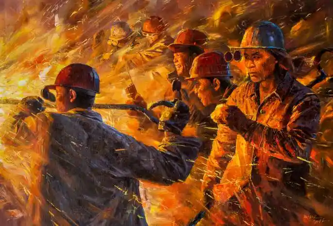 画作介绍 无返回下一幅 画名:炼钢工人   画家姓名:尹健 画家级别:一