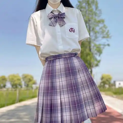 堇色书兔缝缝jk制服正版日系百褶裙学院风格半身裙