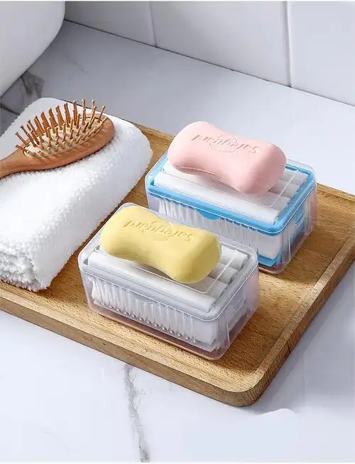 肥皂盒免手搓起泡皂盒轻奢多功能家用沥水收纳盒香皂盒蓝色免搓起泡