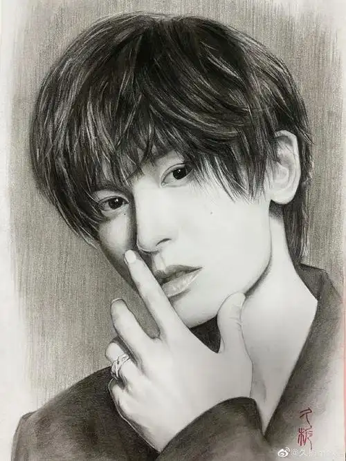 张哲瀚[超话]#手绘打卡@张哲瀚疯子江山如画不如你眉眼清浅山河乔秋