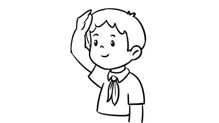 小学生敬礼简笔画步骤 - 简单简笔画