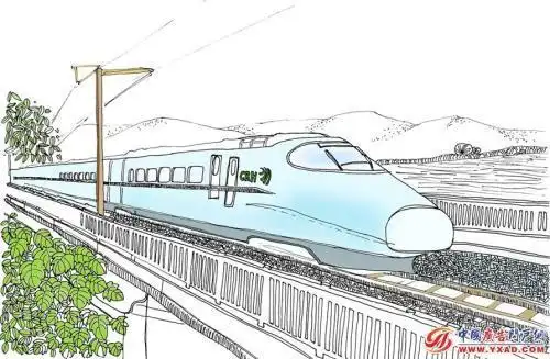 高铁车站的简笔画