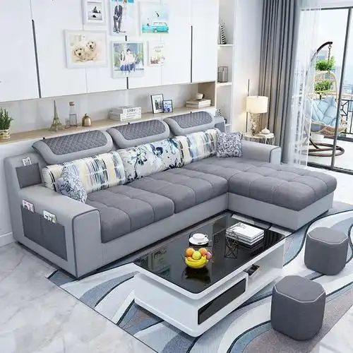 简约现代布艺沙发小户型可拆洗客厅家具免洗科技布三人位沙发组合