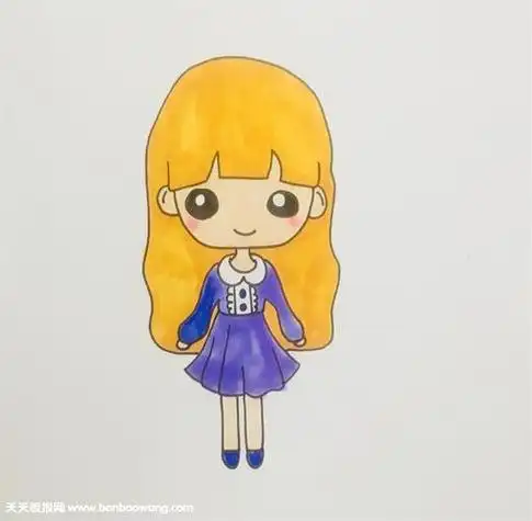 简单漂亮长头发小女孩正面全身简笔画小女孩画法幼儿简笔画画儿童画我