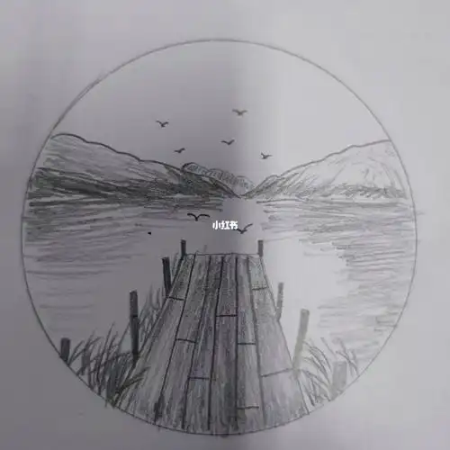 铅笔画临摹 小桥流水