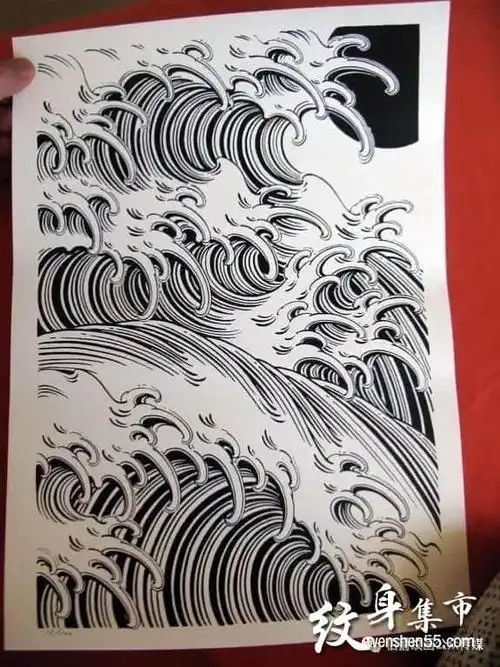 浪花纹身浪花花臂纹身素材手稿浪花纹身手稿