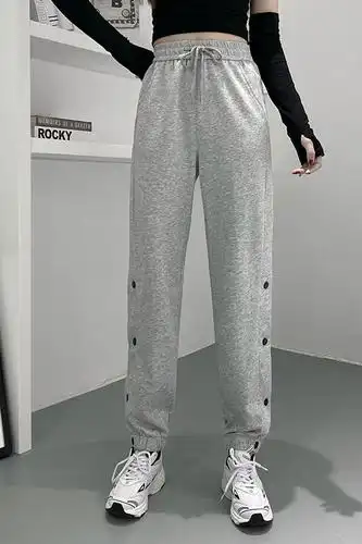 灰色运动裤女2021春秋宽松百搭束脚裤时尚潮流哈伦休闲裤